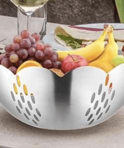 Shri & Sam Stainless Steel Solid Fruit Basket - Silver, 200 Milliliter